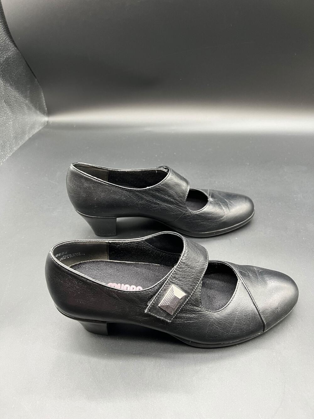 MUNRO Black Leather Comfort Mary Jane Heels Shoes Sz 8.5 N Made USA